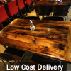 Custom Hand Made Reclaimed Wood Restaurant Tables with Epoxy Resin Finish
